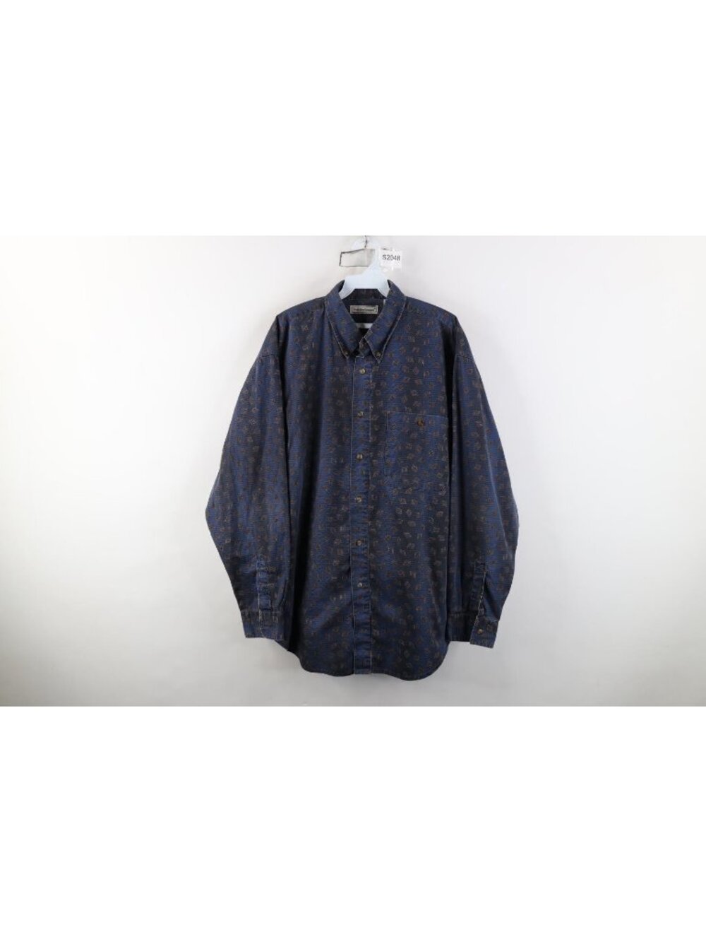 Vintage 90s Streetwear Mens Large Faded Baggy Geometric Button Down Shirt Cotton